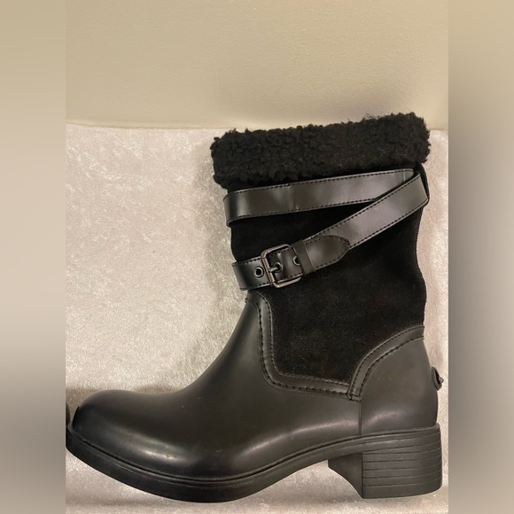 Coach Zena Black Suede Leather Winter Mid-Calf Boot Size 8B - Picture 2 of 10